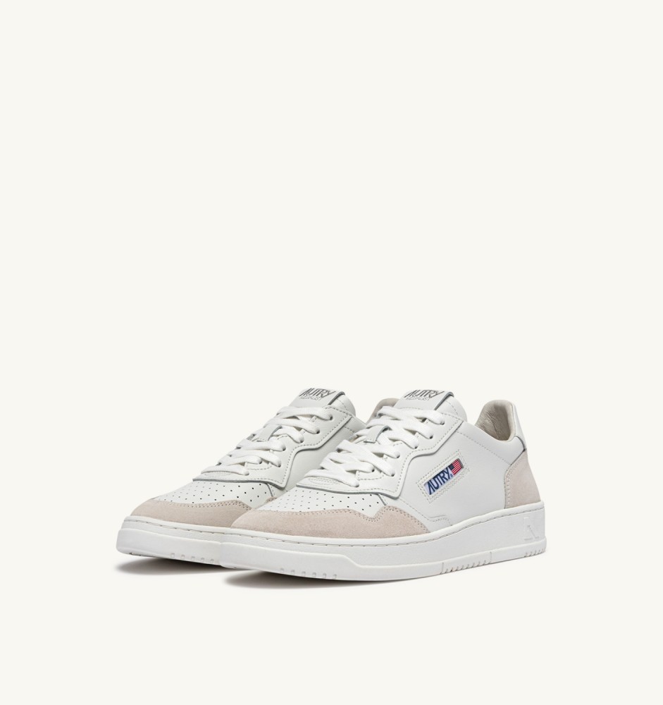 MEDALIST LOW IN WHITE LEATHER AND SUEDE