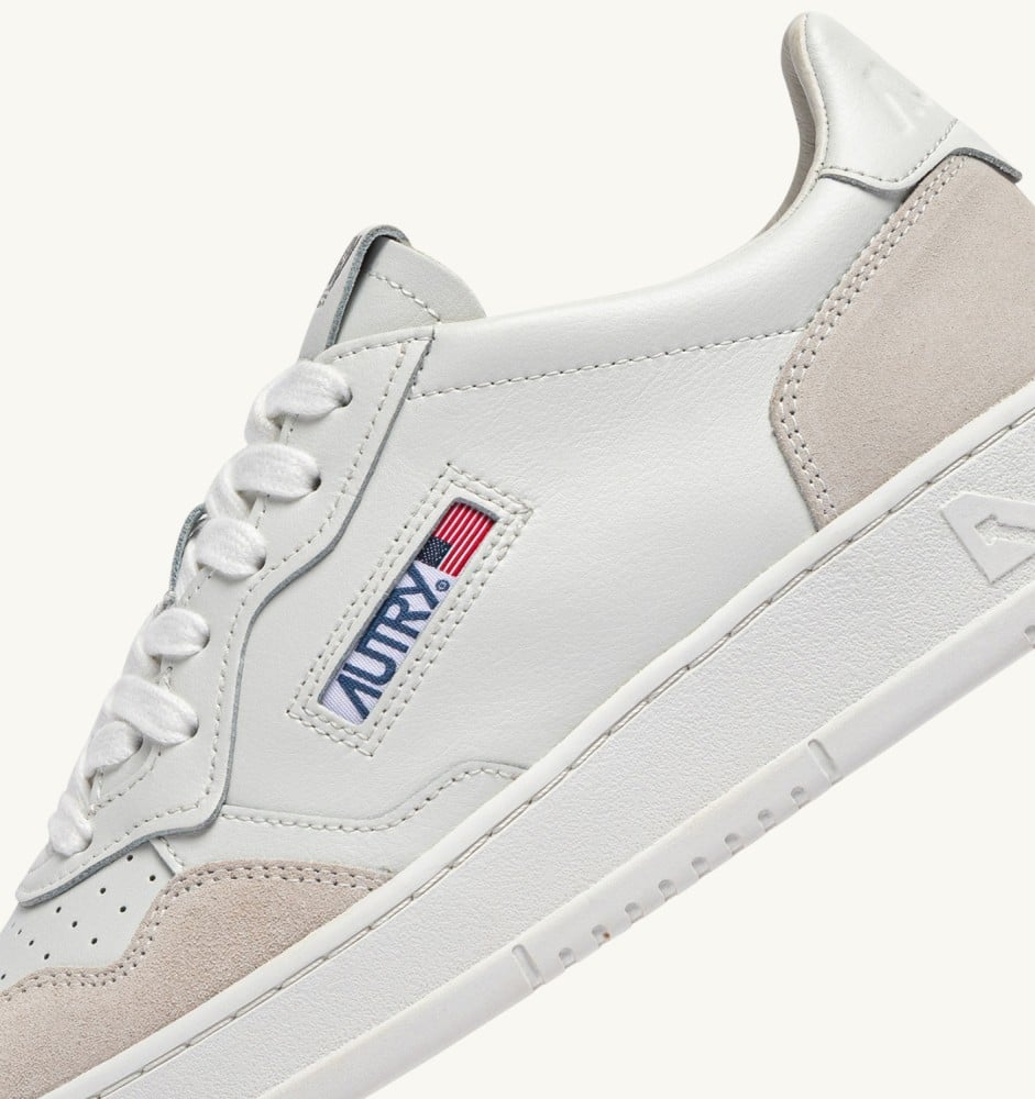 MEDALIST LOW IN WHITE LEATHER AND SUEDE