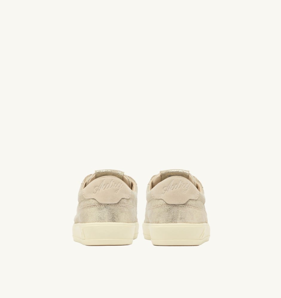 WINDSCAPE LOW IN PLATINUM AND SAND LAMINATED SUEDE