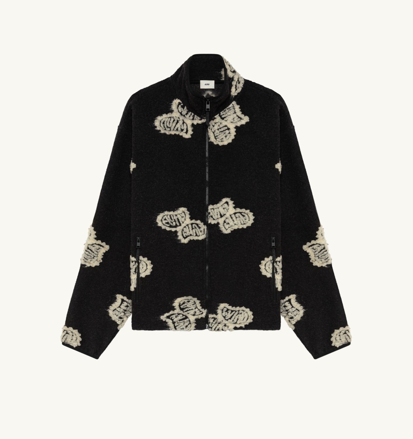 ALL-OVER FULL-ZIP TEDDY JACKET UNISEX - WHITE