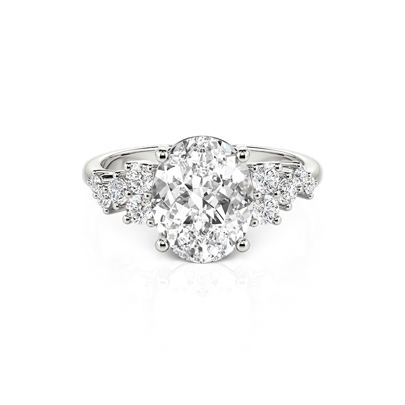 Jeulia Cluster Oval Cut Engagement Ring in Sterling Silver