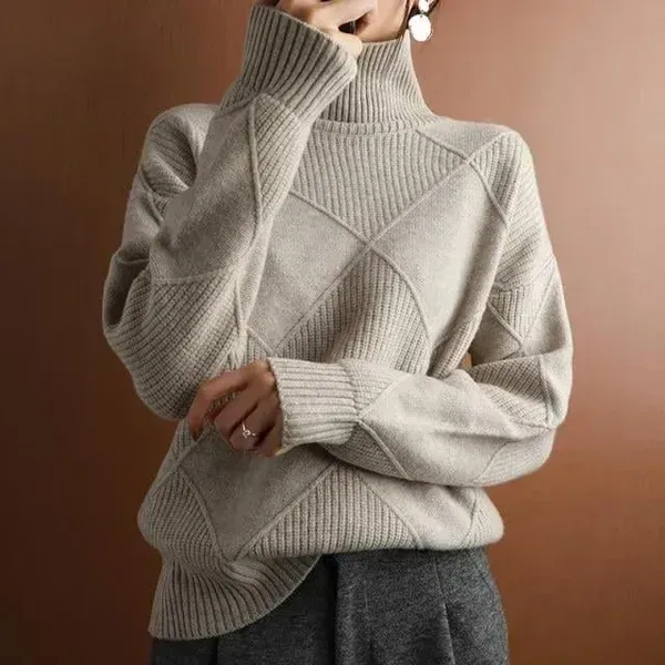 Loose Cashmere Turtleneck Sweater Cardigan-FREE SHIPPING
