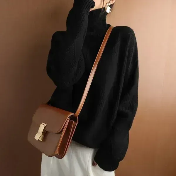 Loose Cashmere Turtleneck Sweater Cardigan-FREE SHIPPING