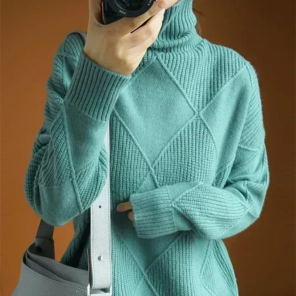 Loose Cashmere Turtleneck Sweater Cardigan-FREE SHIPPING