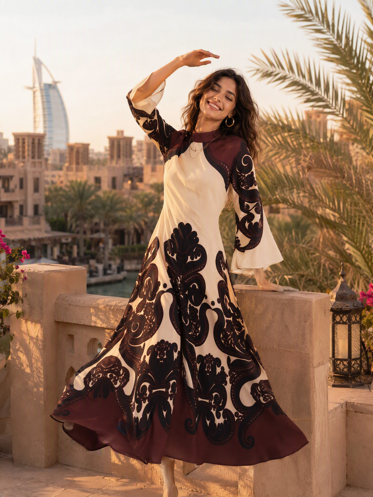 Dramatic Print Pattern Maxi Dress