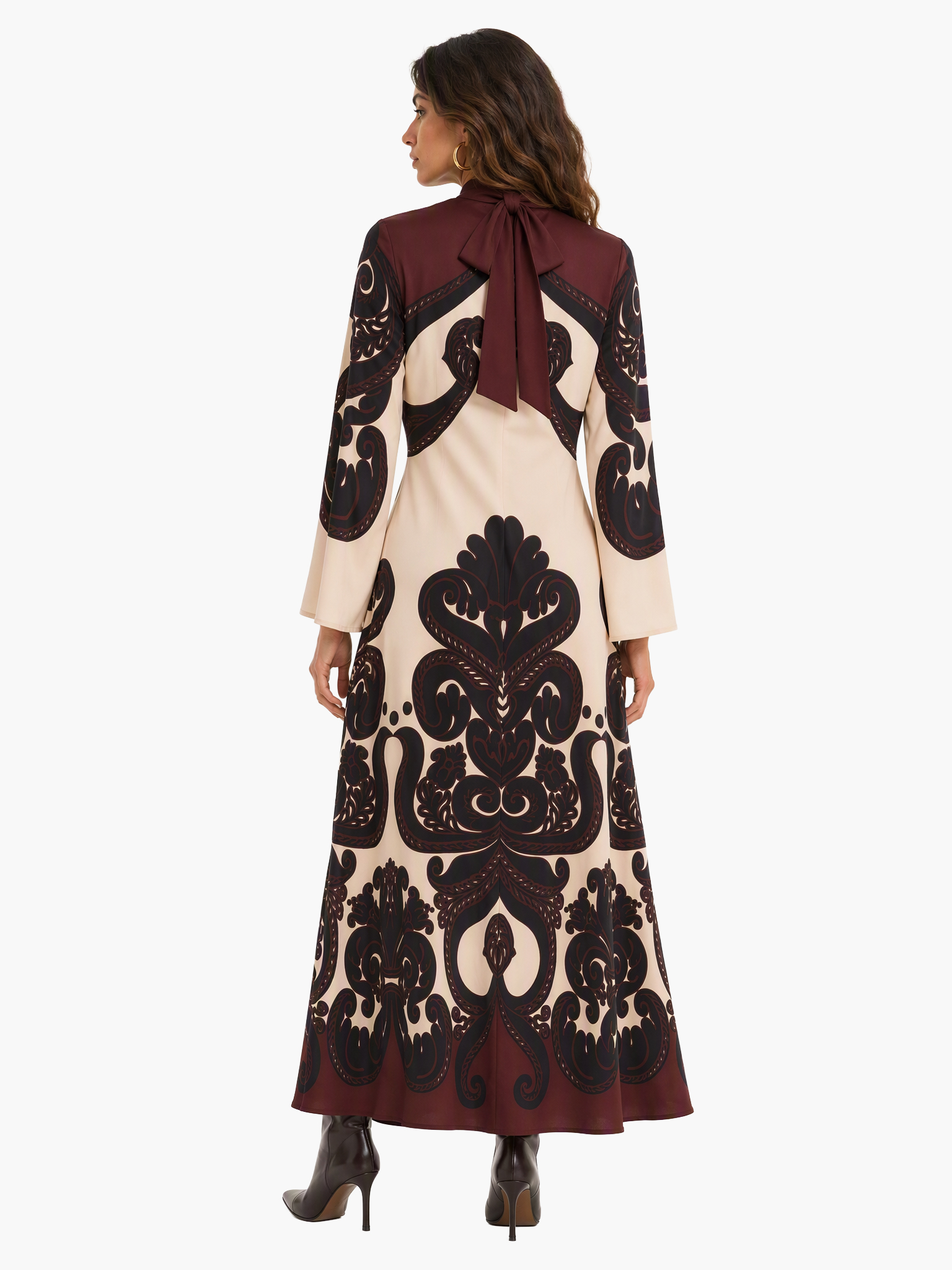 Dramatic Print Pattern Maxi Dress