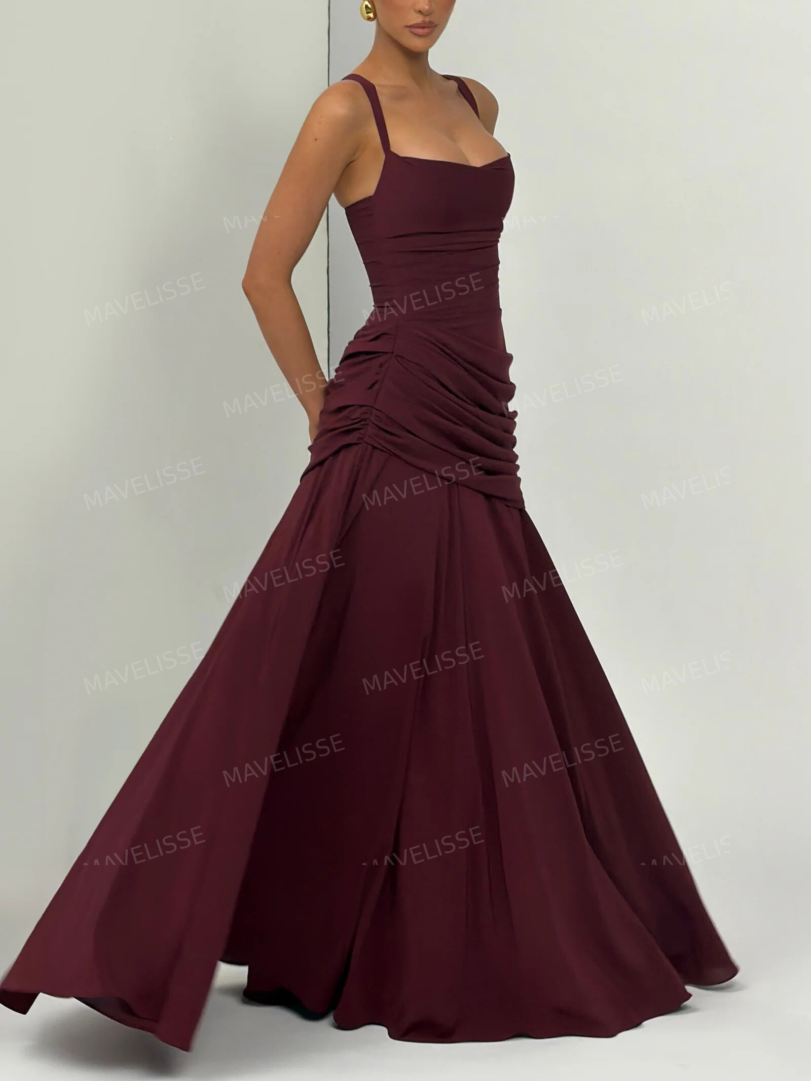 Sling Pleated Maxi Dress
