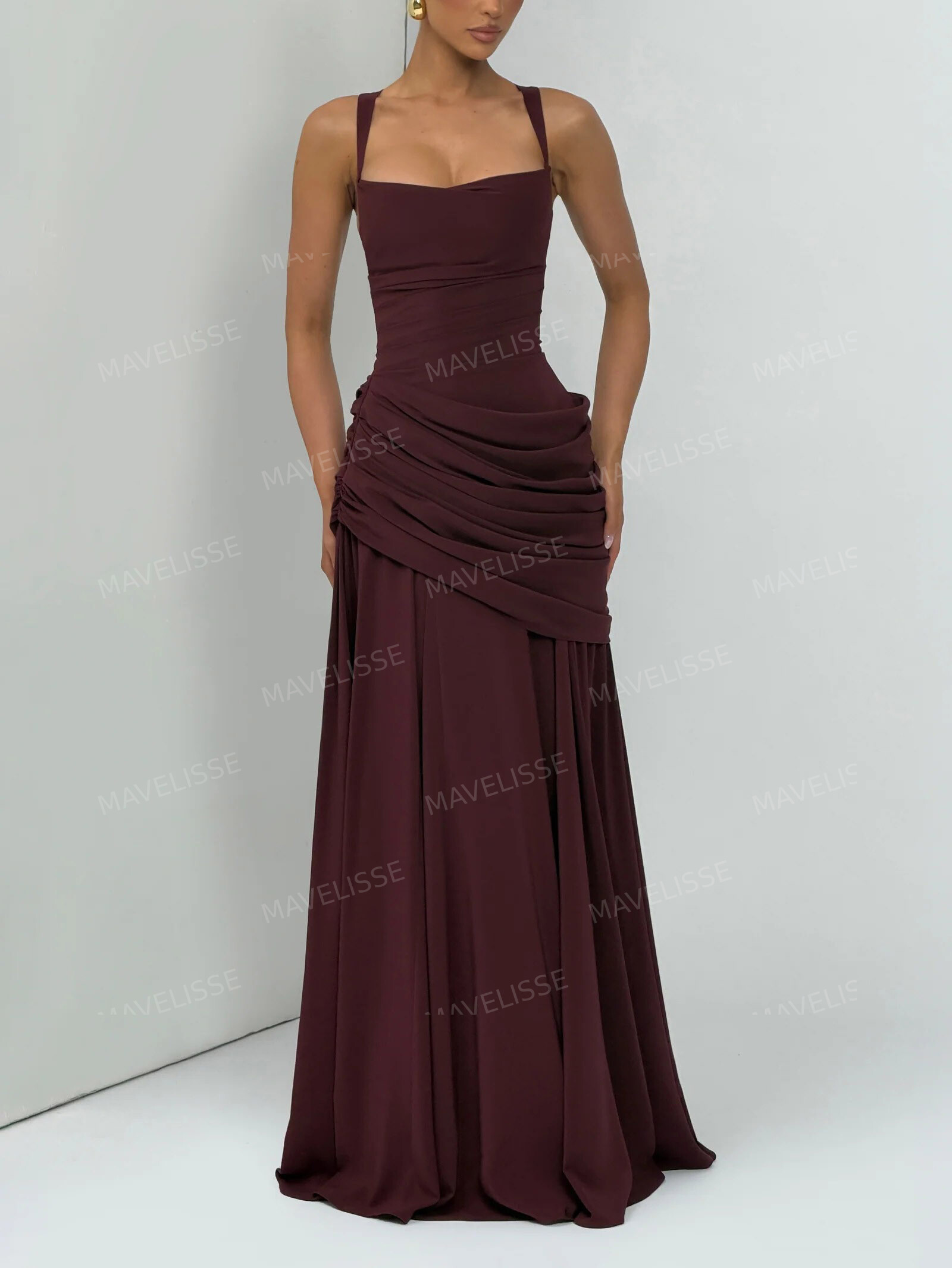 Sling Pleated Maxi Dress
