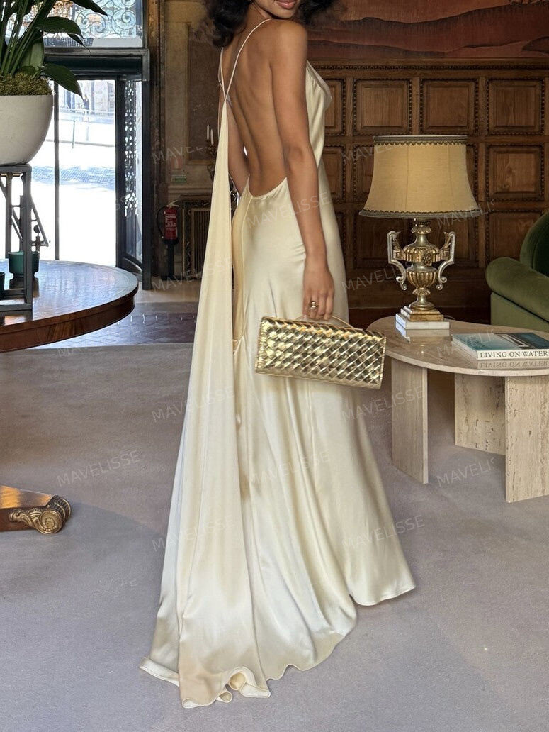 Elegant Green Draped Neckline Maxi Dress