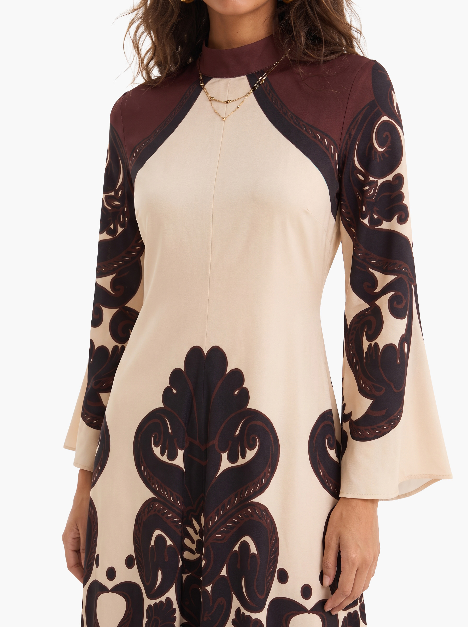 Dramatic Print Pattern Maxi Dress