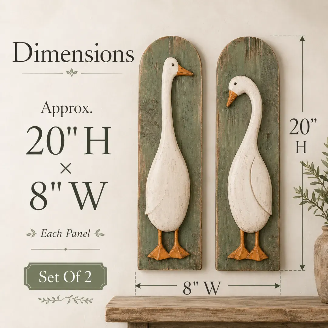 Dimensions of the two-piece goose farmhouse wall art set