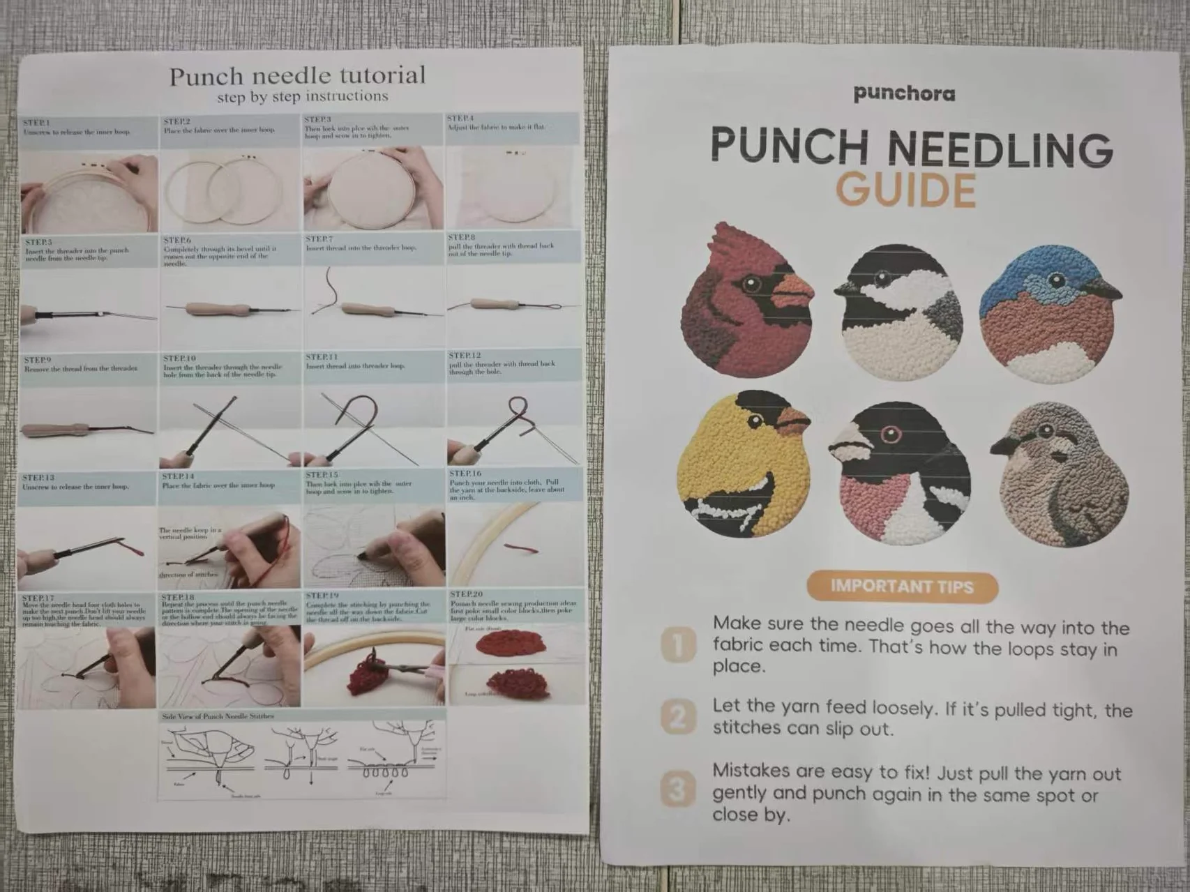 Little Bird Punch Needle Coaster Kit – DIY Set of 6