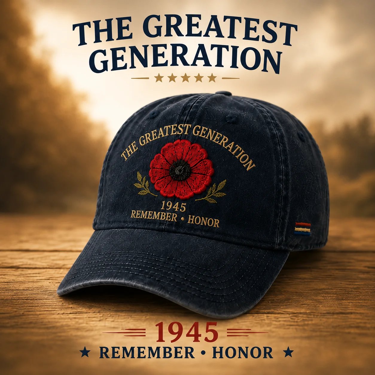 The Greatest Generation 1945 Memorial Poppy Cap The Greatest Generation 1945 Memorial Poppy Cap