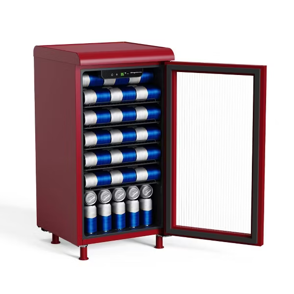 Tansharks Retro Beverage Refrigerator with Serving Surface