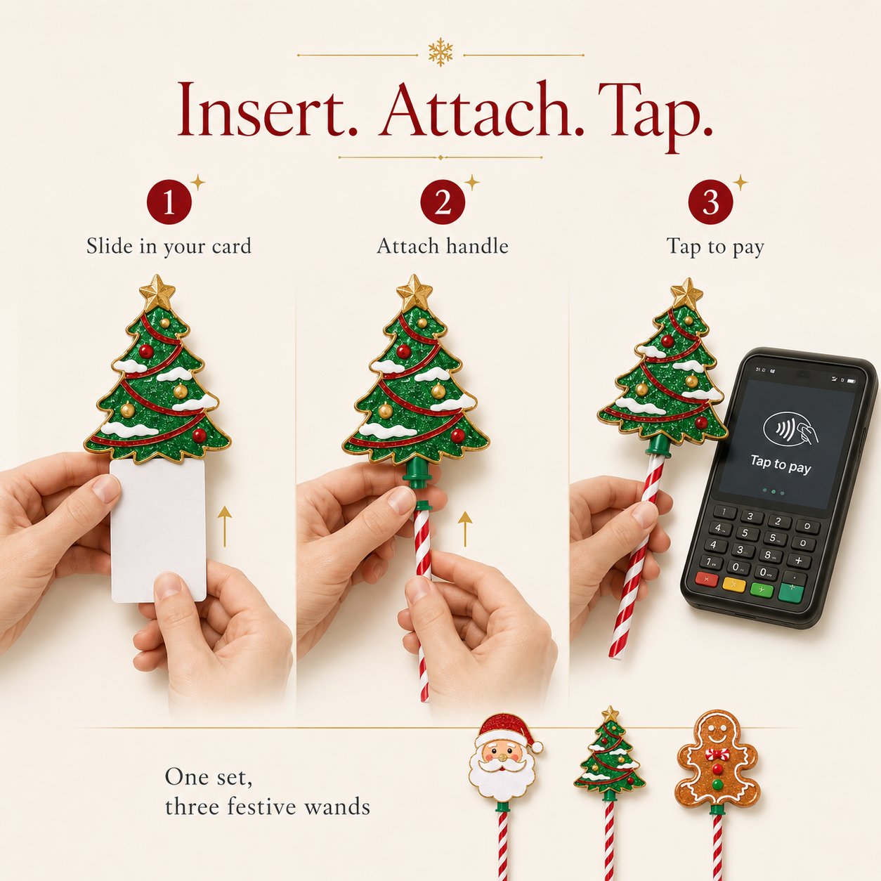 🔮🎄3-Wand Christmas Tap-to-Pay Holiday Set