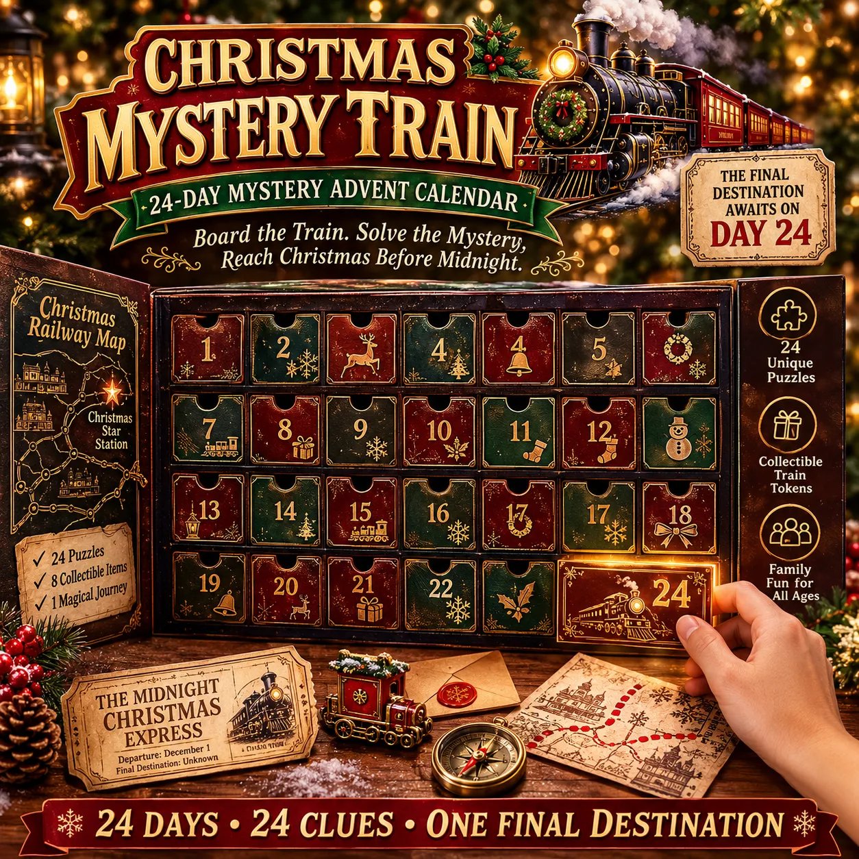 ⏳ Last Day 49% OFF – 🎄24-Day Mystery Adventure Advent Calendar🧩
