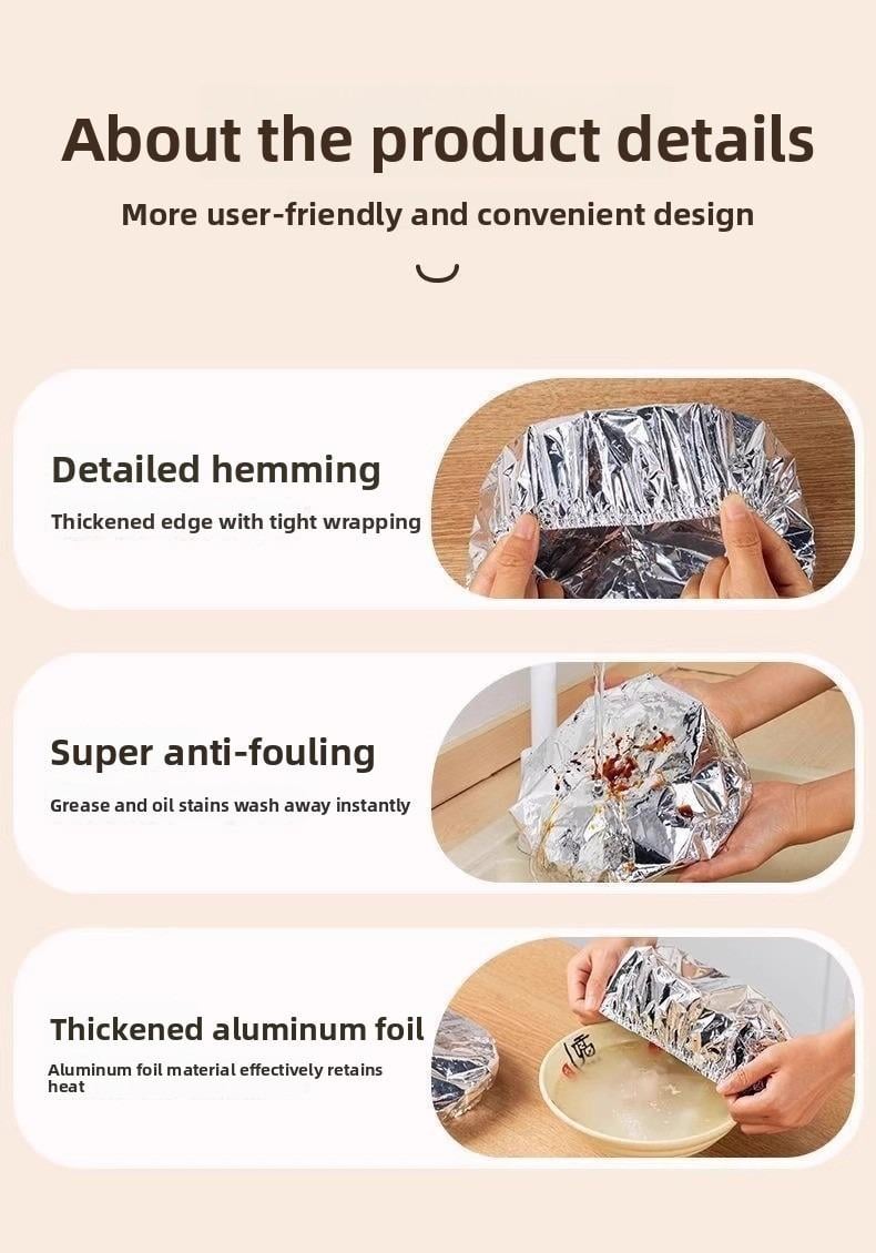 Home dining table & food container aluminum foil heat-retaining cover, kitchen food insulation and freshness keeping, high-quality aluminum foil.