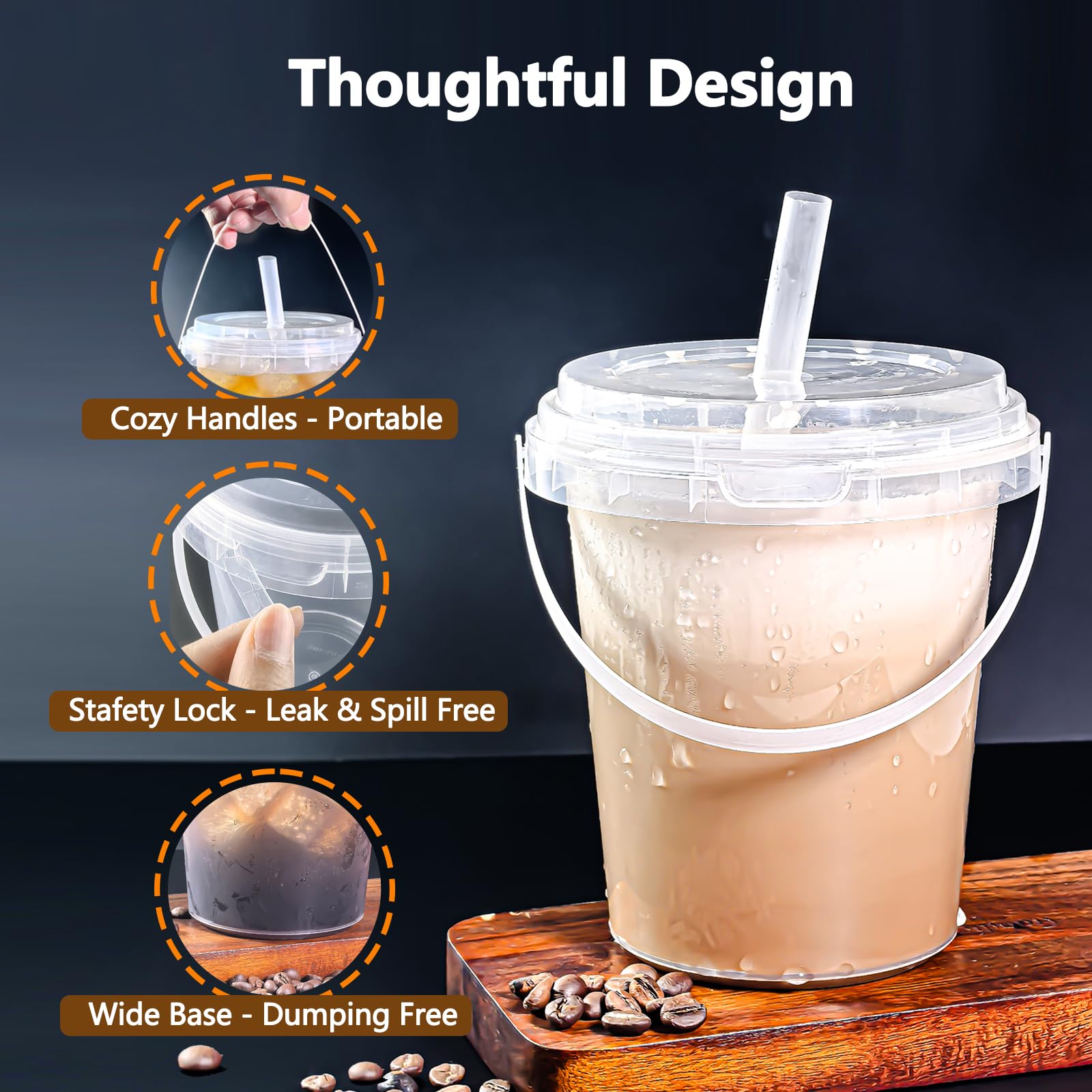 5/10pcs Set 33.81 oz Large plastic cup with lid and straw - reusable, BPA-free drink cup for ice drinks, fruit, ice bucket - ideal for parties, festivals, and everyday use, Plastic Clear Cups #GLOBAL PICKS