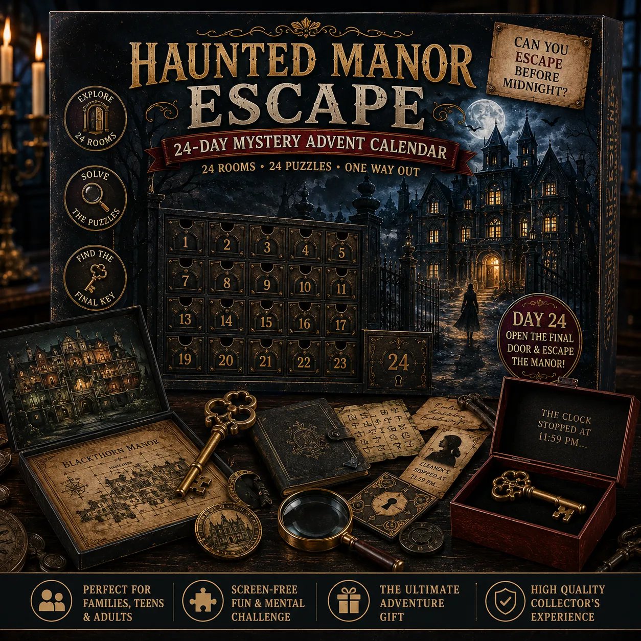 ⏳ Last Day 49% OFF – 🎄24-Day Mystery Adventure Advent Calendar🧩