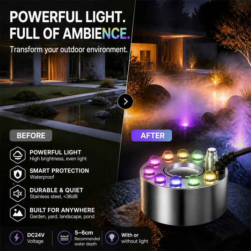 ⚡ 12-LED Ultrasonic Mist Maker Fogger – Creates cool mist & colourful light💧✨