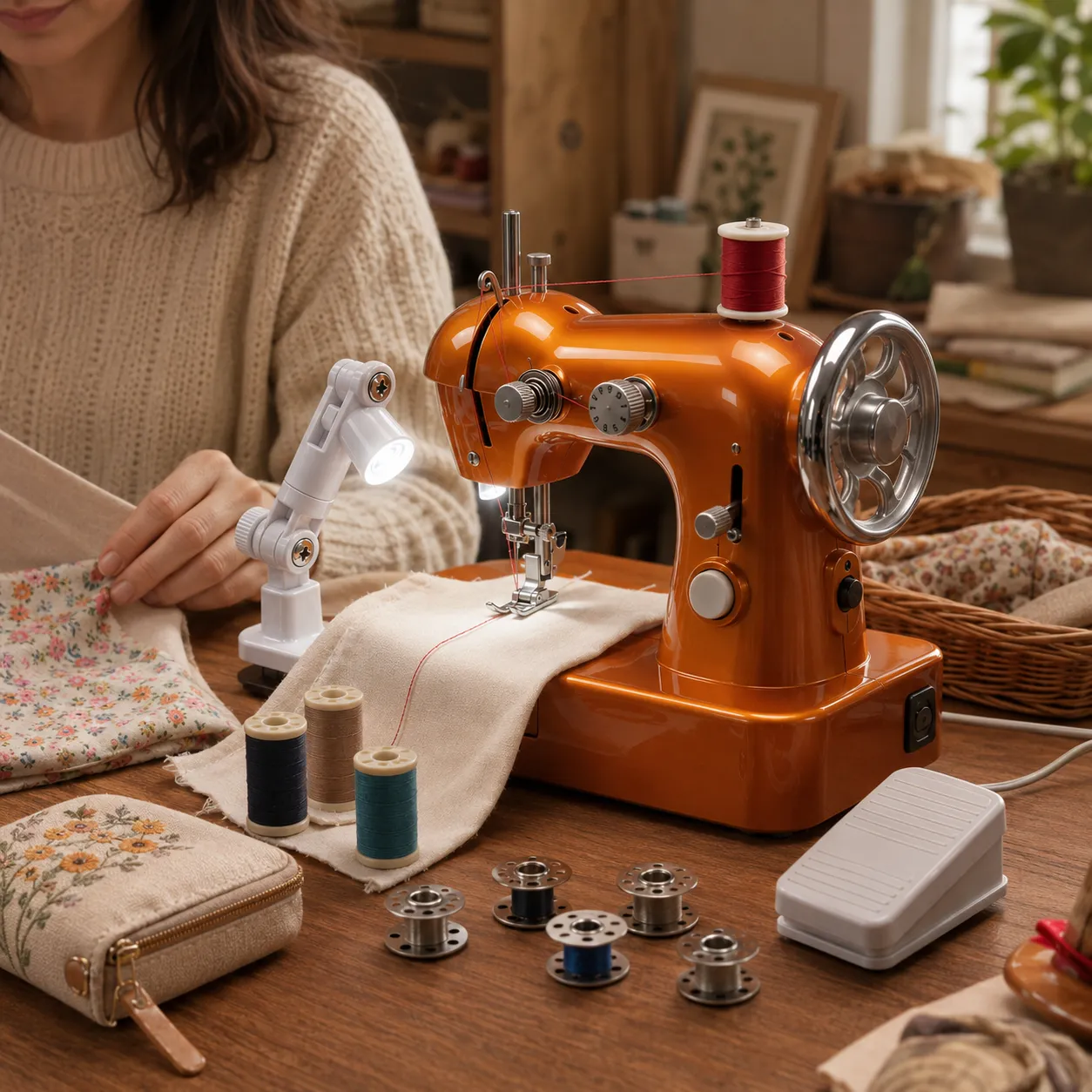 🧵🧡Vintage Elegance Mini Portable Sewing Machine