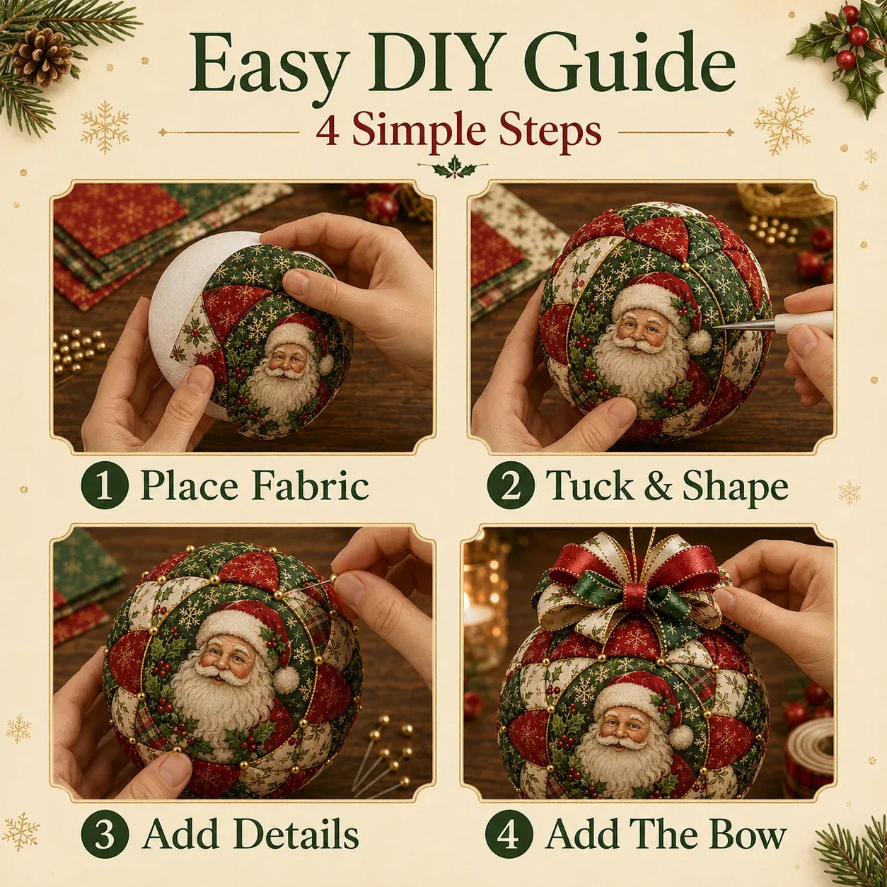 ❤Beginner-Friendly🎄Christmas Classics Patchwork Ornament DIY Kit