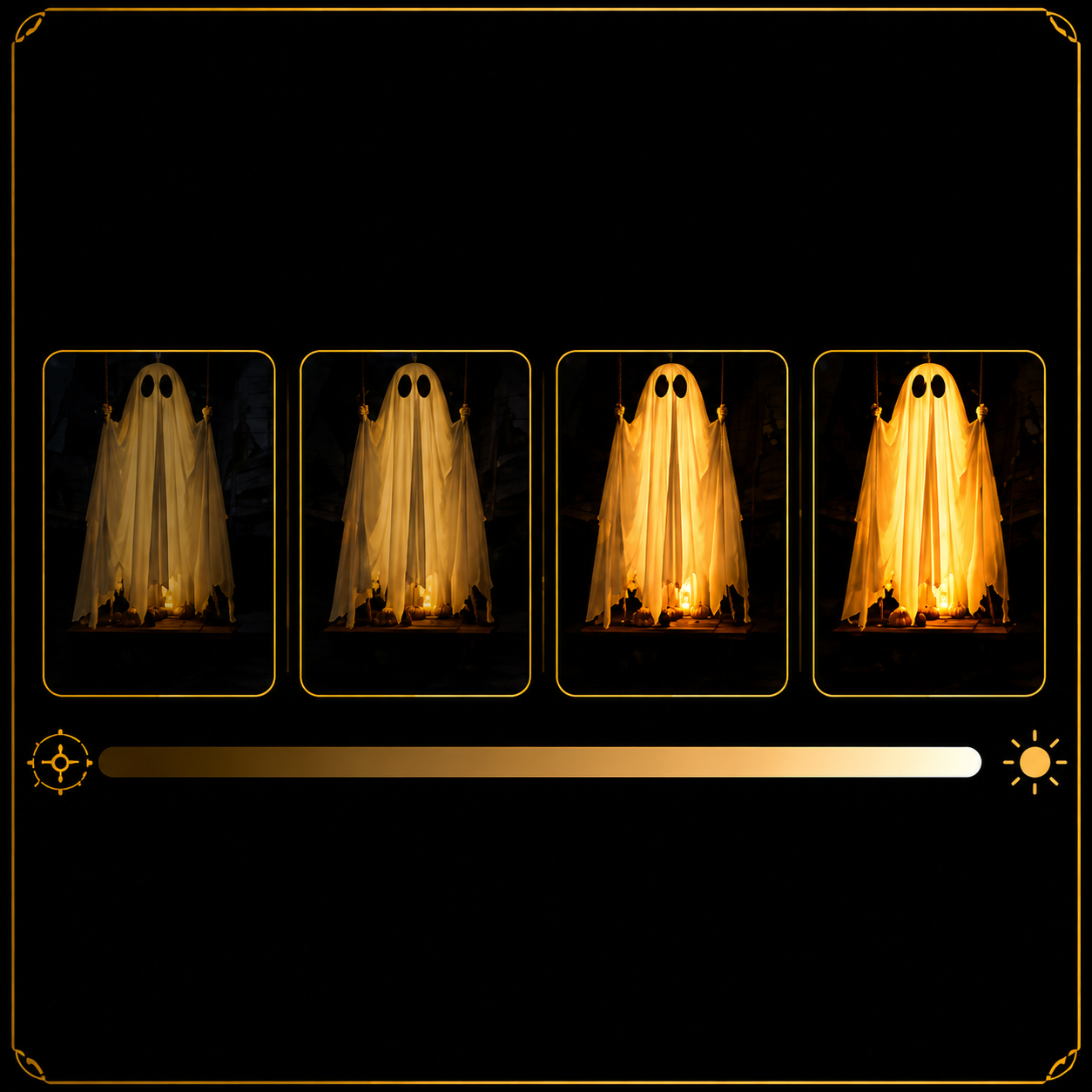 Adjustable brightness settings for hanging ghost