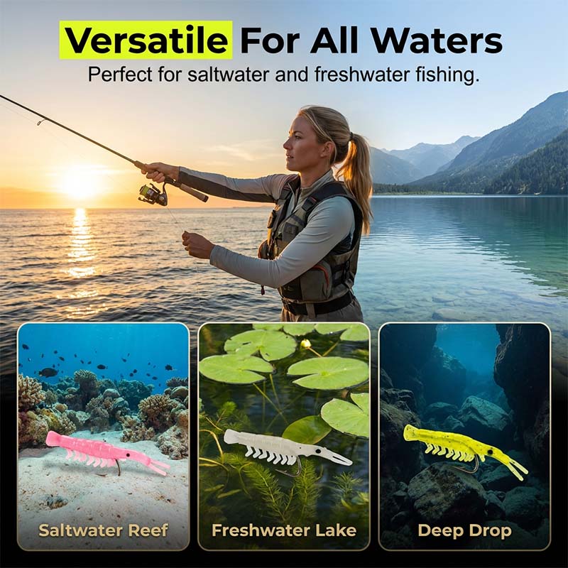 🥳2026 HOT SALE🥳💞50K+ SOLD!🐟💪 50% OFF! 50PCS Soft Shrimp Lures – Realistic texture, sharp hidden hooks. Works in rivers, lakes & sea. No more missed strikes! 🏆🎣