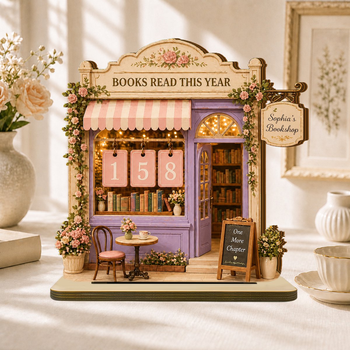 🎀🎀Custom Books Read Counter, Vintage Reading Plaque, Floral Book Lover Gift