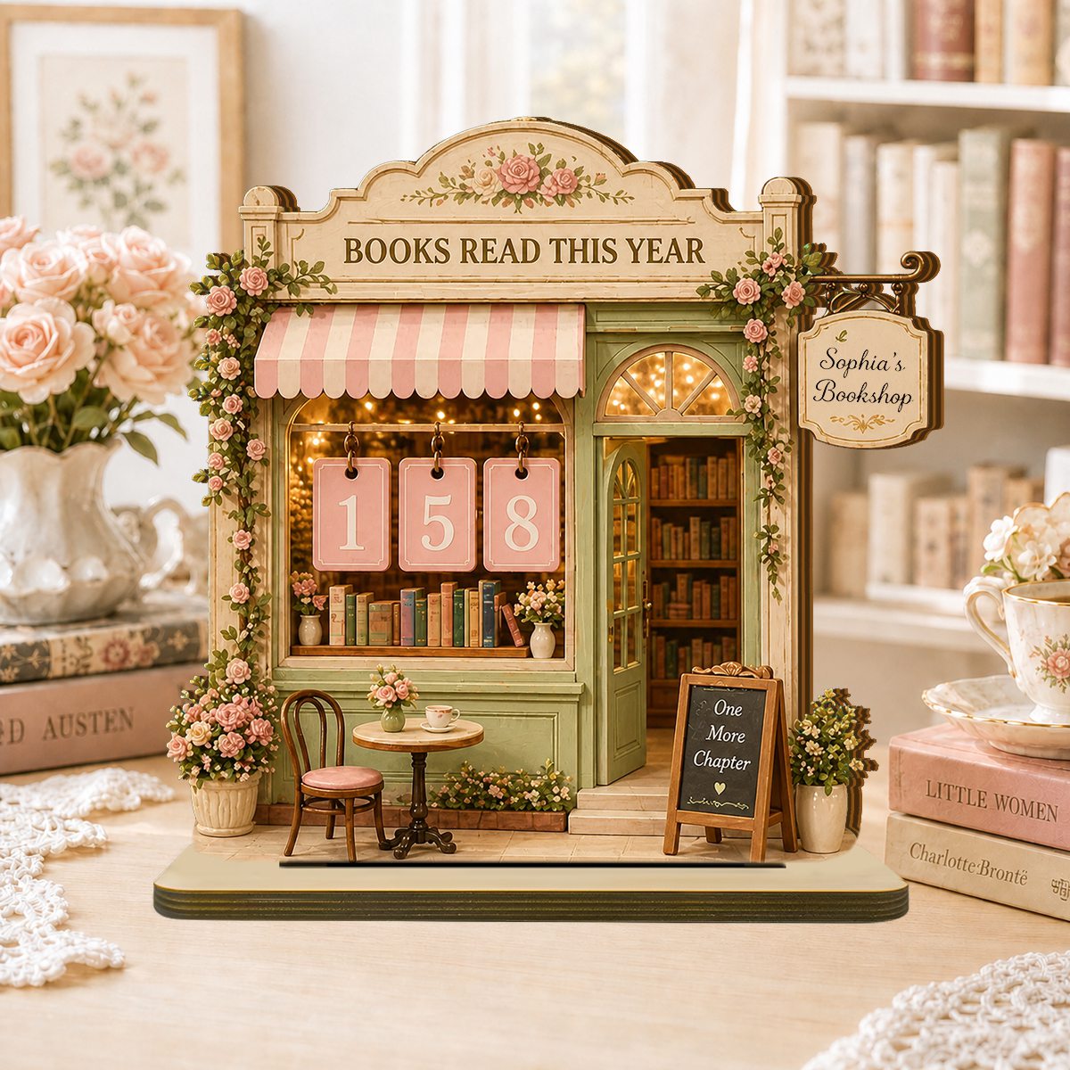 🎀🎀Custom Books Read Counter, Vintage Reading Plaque, Floral Book Lover Gift