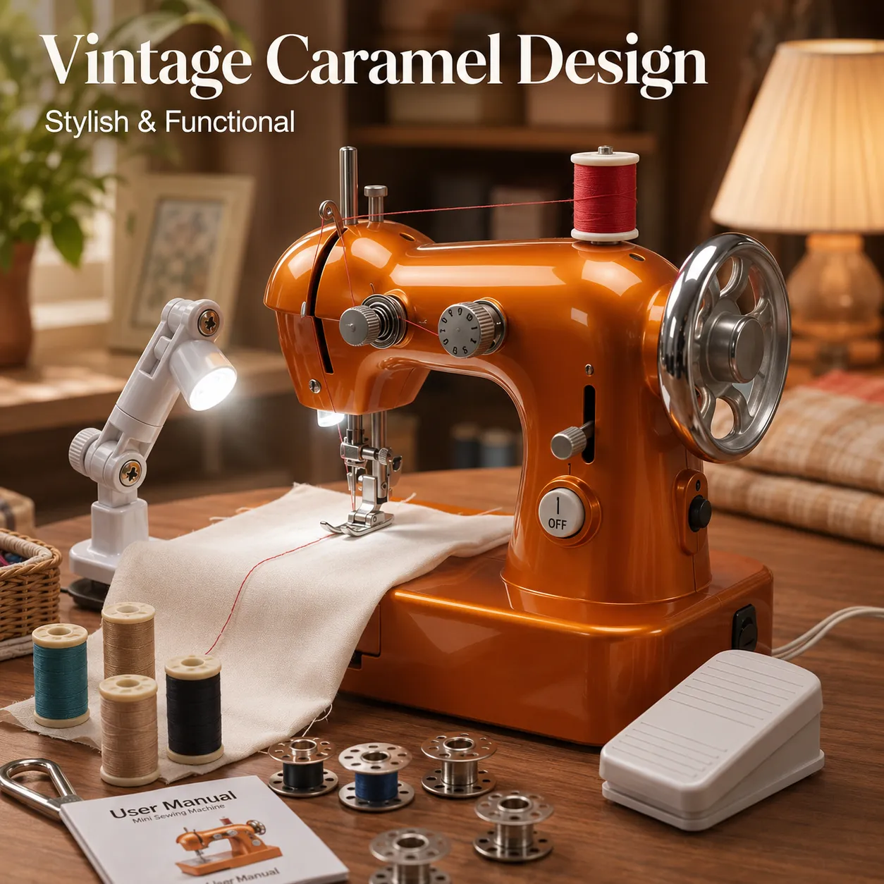 🧵🧡Vintage Elegance Mini Portable Sewing Machine