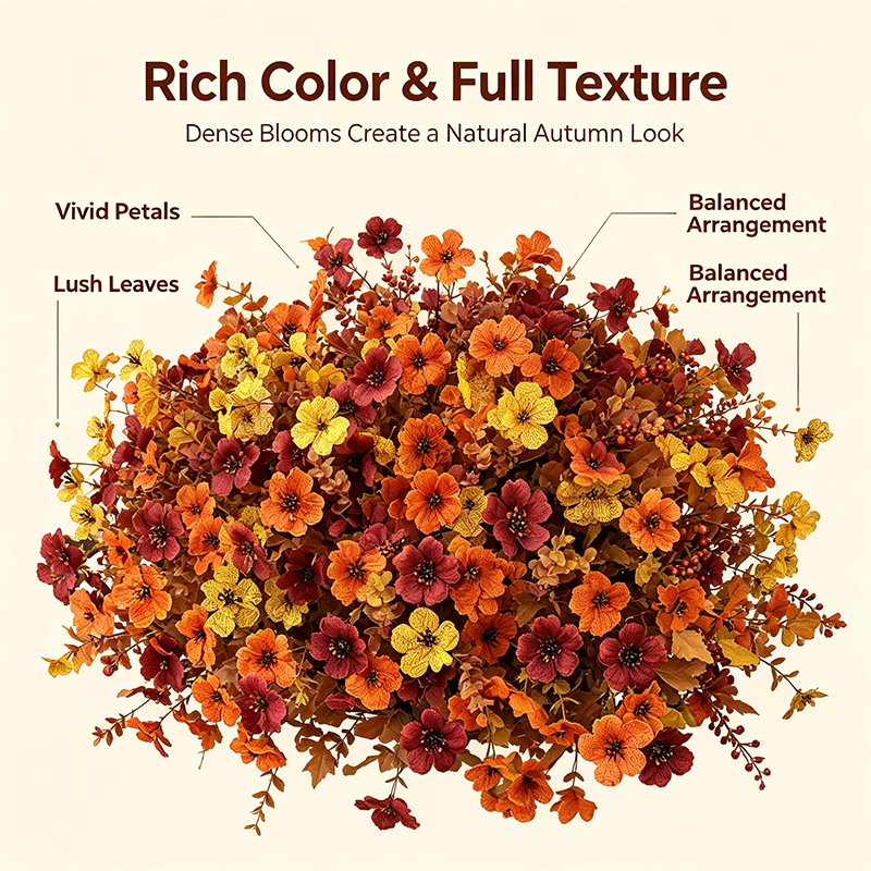 🔥 Last Day - Fall Artificial Flower Halloween 12pcs, UV Resistant Colorful Fake Flower🍂