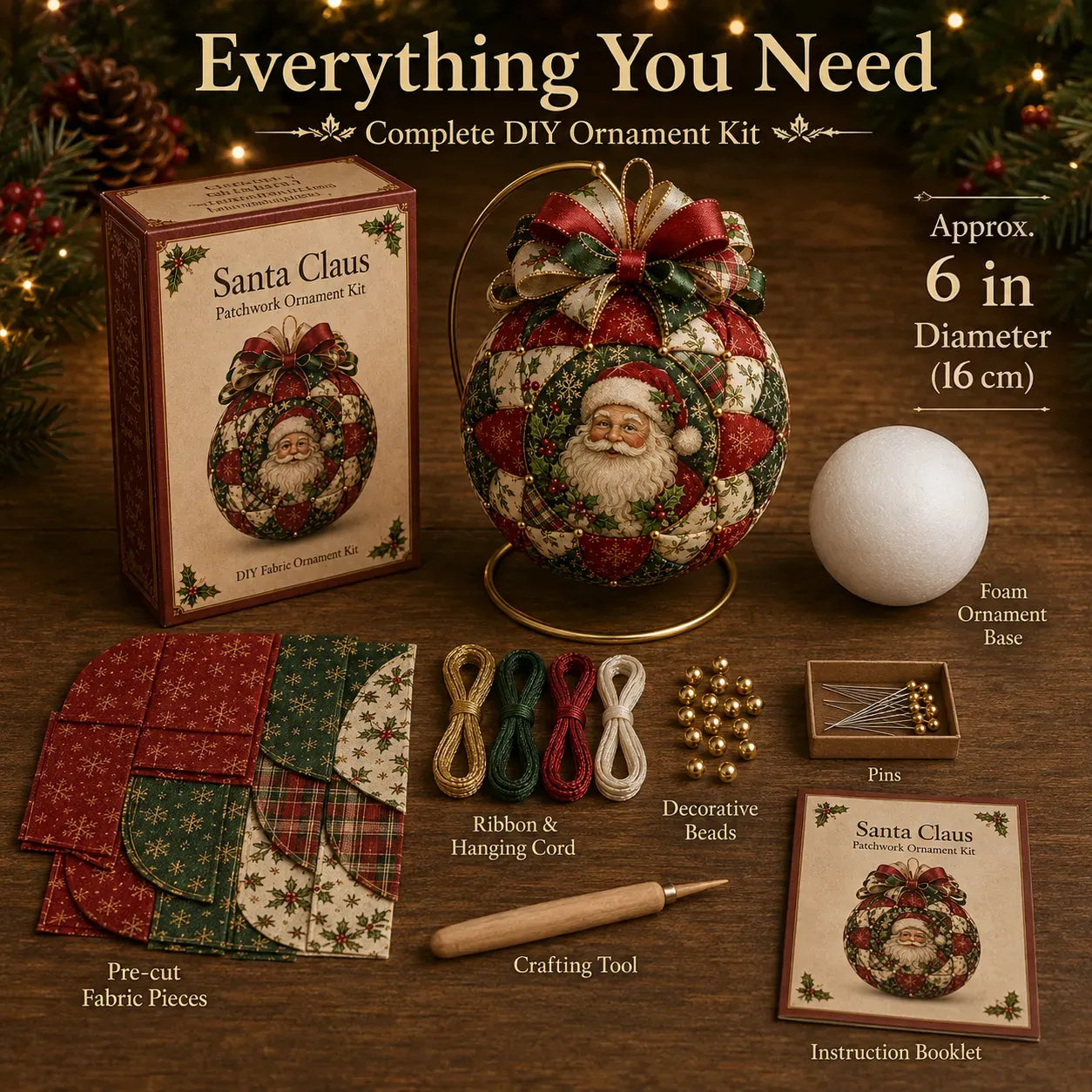 ❤Beginner-Friendly🎄Christmas Classics Patchwork Ornament DIY Kit
