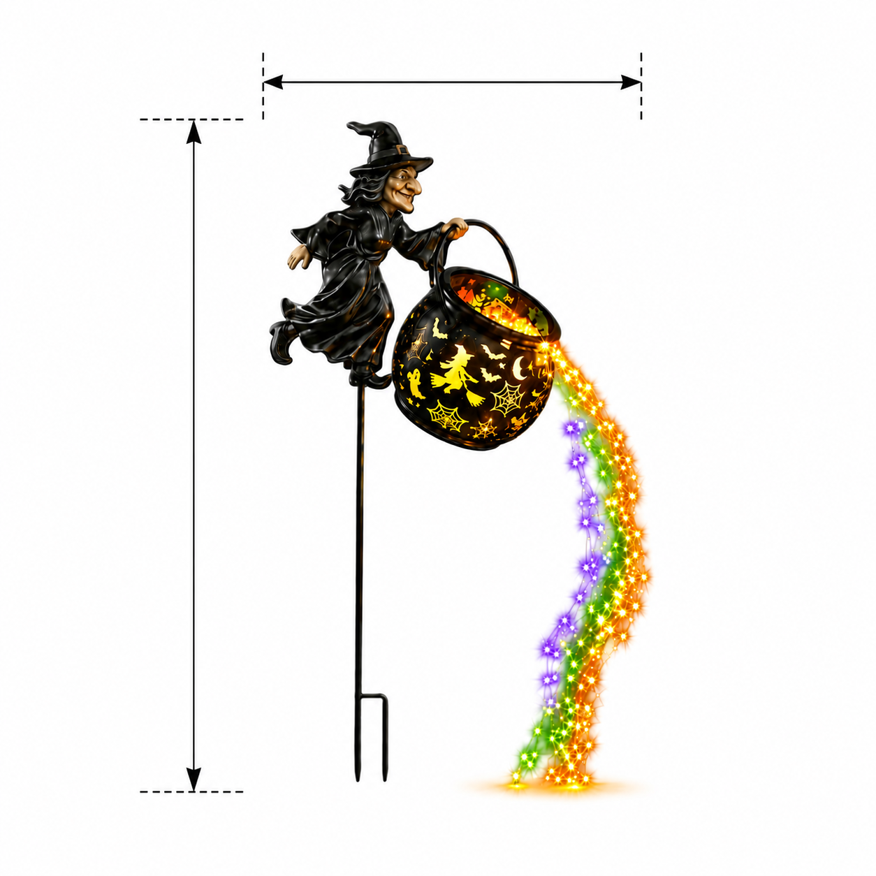 Halloween witch solar garden light dimensions