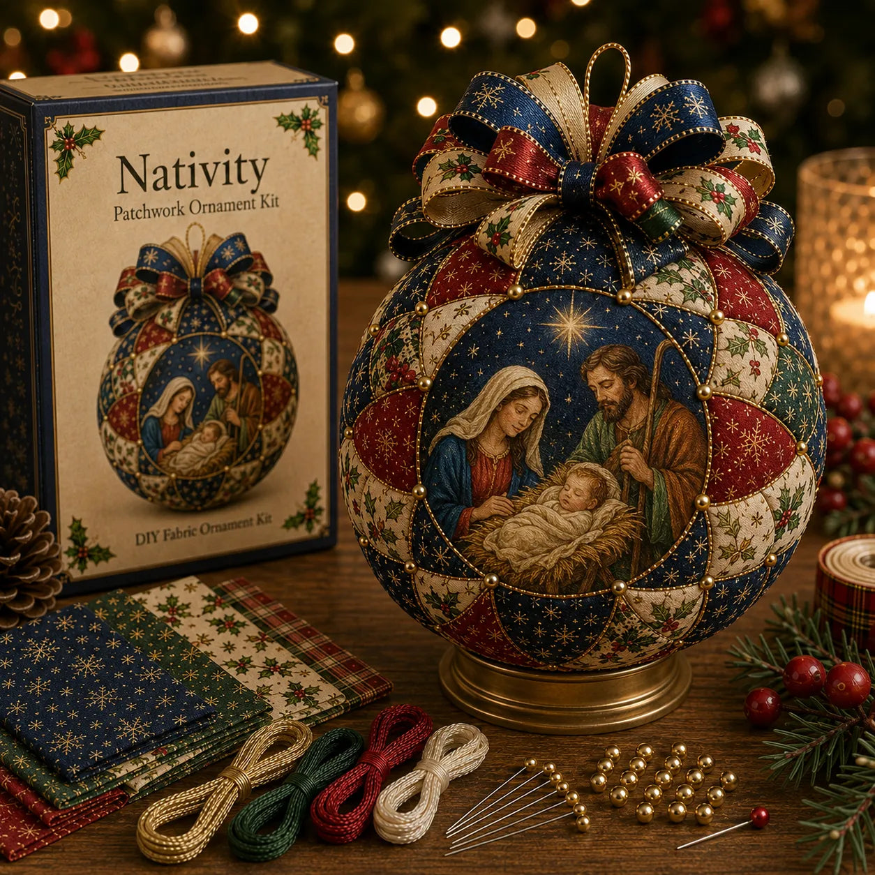 ❤Beginner-Friendly🎄Christmas Classics Patchwork Ornament DIY Kit