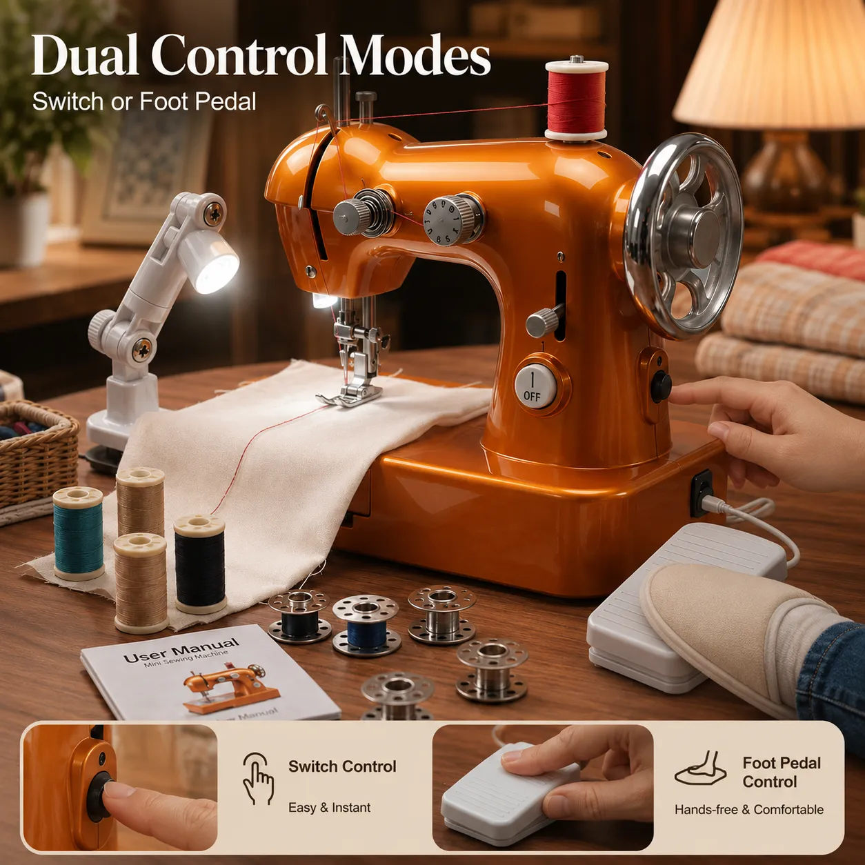 🧵🧡Vintage Elegance Mini Portable Sewing Machine