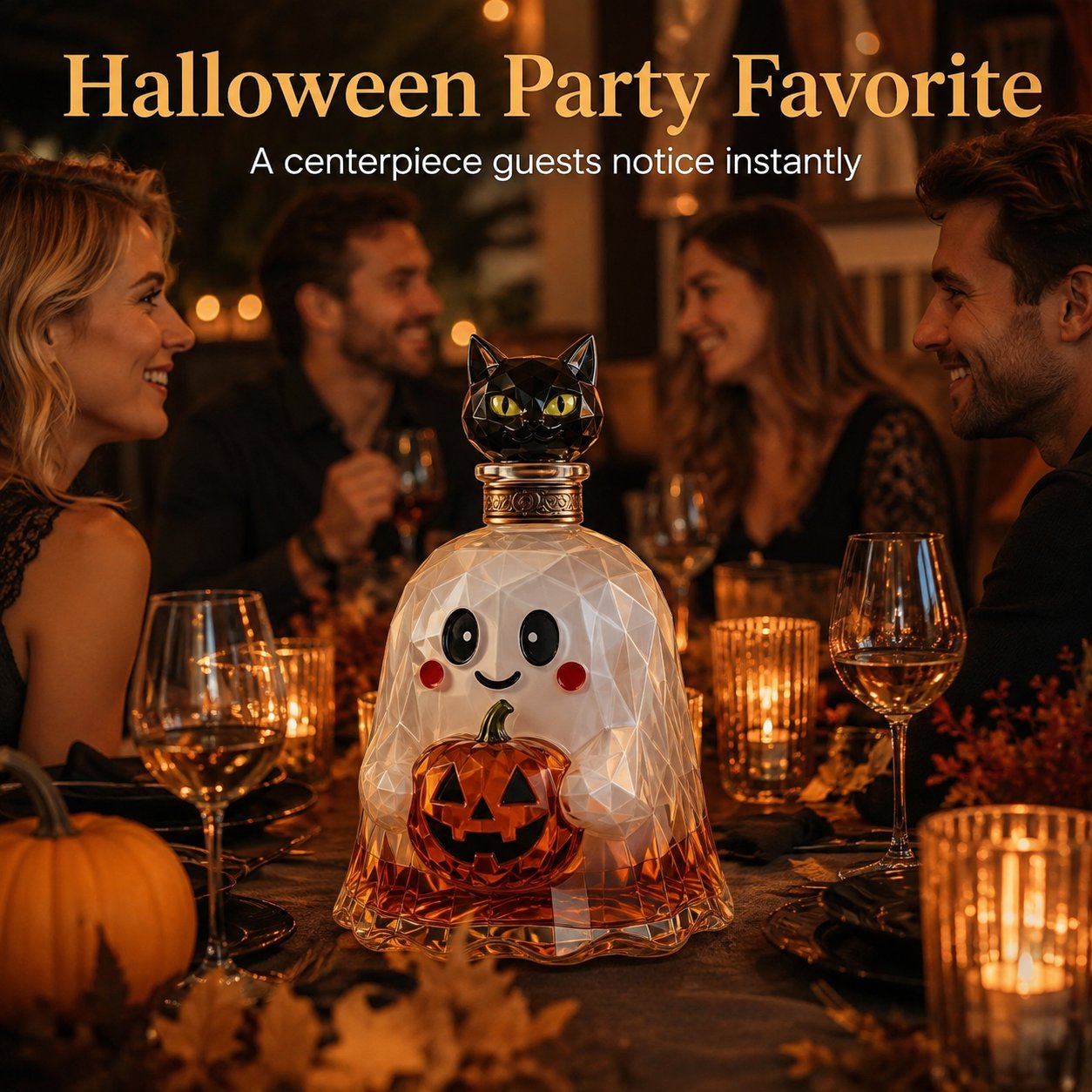 Ghost pumpkin glass decanter Halloween home bar bottle
