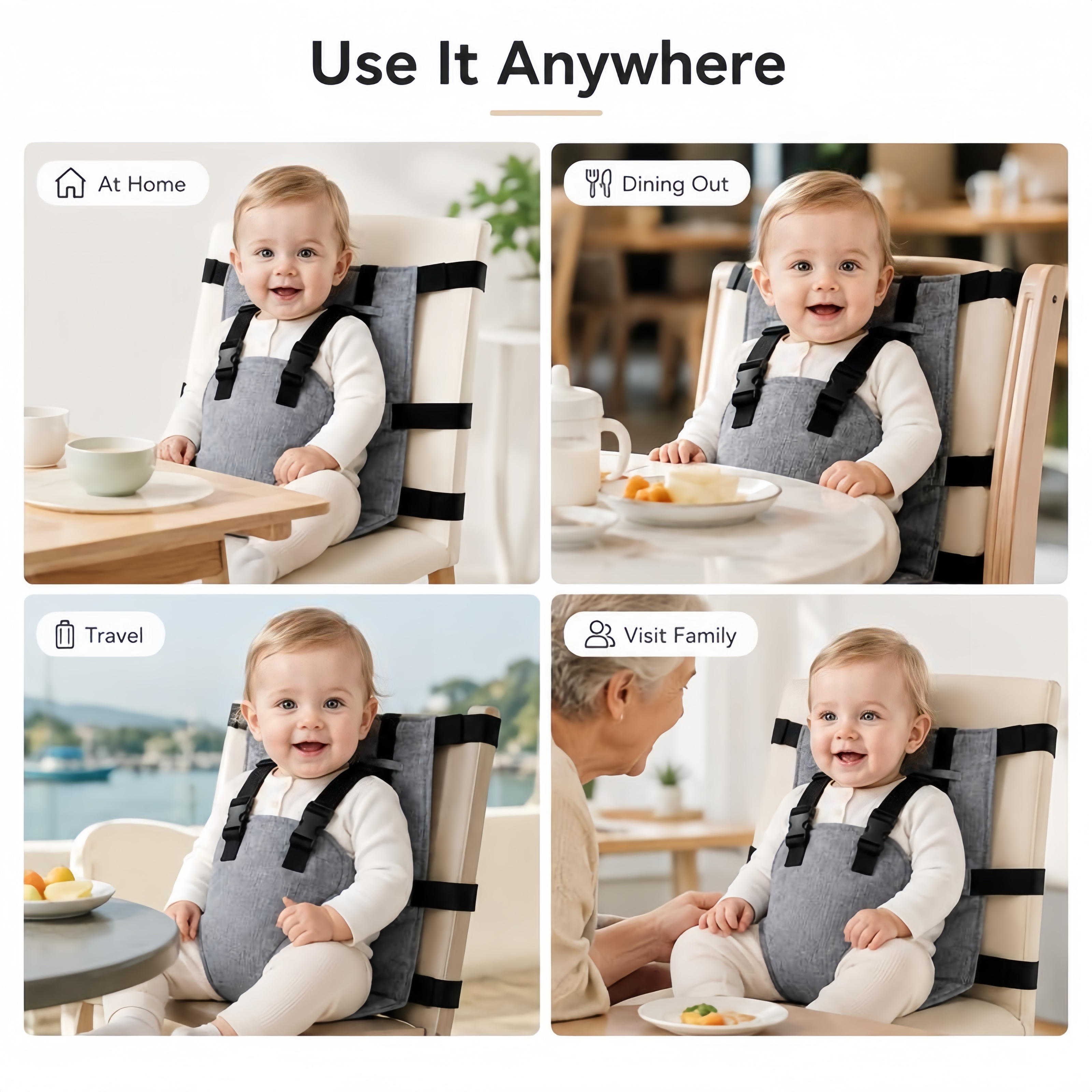 Portable Baby Seat Harness for Dining Chairs