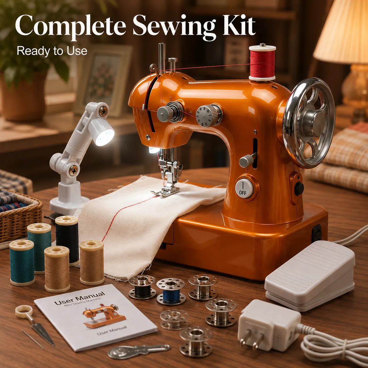 🧵🧡Vintage Elegance Mini Portable Sewing Machine