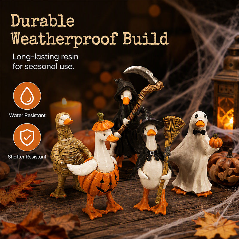 Durable weather-resistant Halloween duck figurines