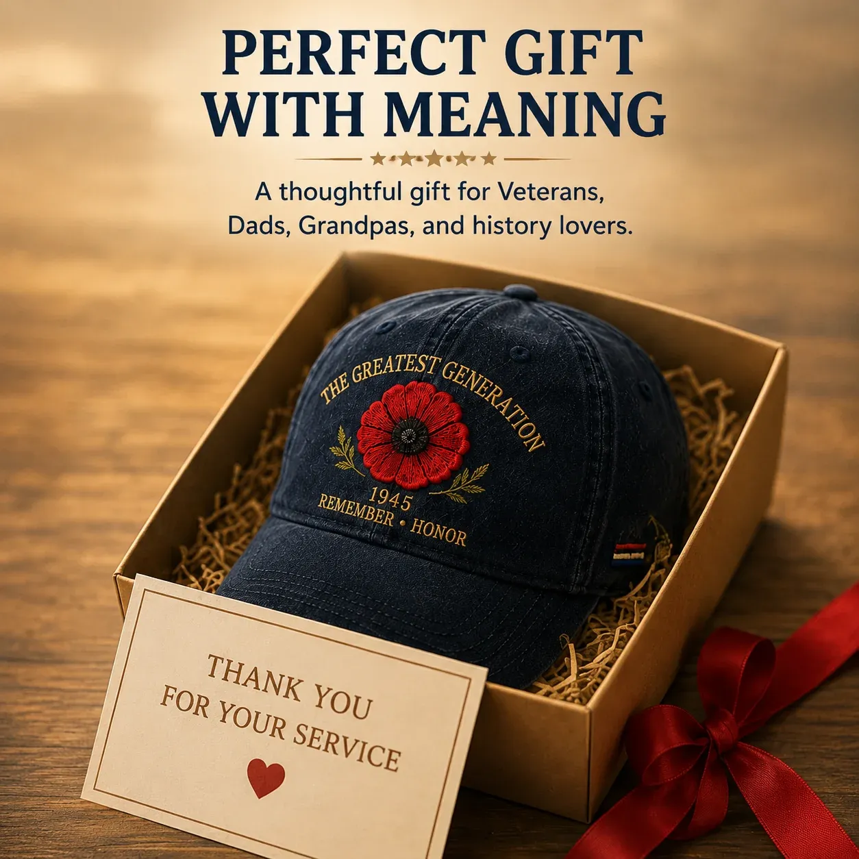 The Greatest Generation 1945 Memorial Poppy Cap – Remember & Honor（The best gift for a good friend🎁）