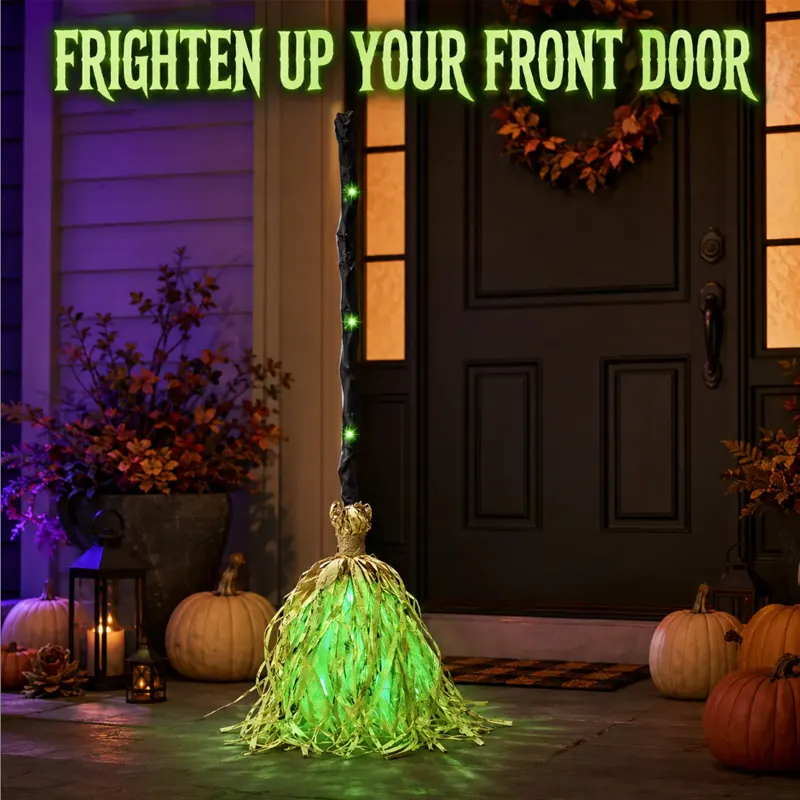 ⏳Limited-time 50% off⏰Animated Witch Broom Halloween Decoration with Lights and Sound🧙