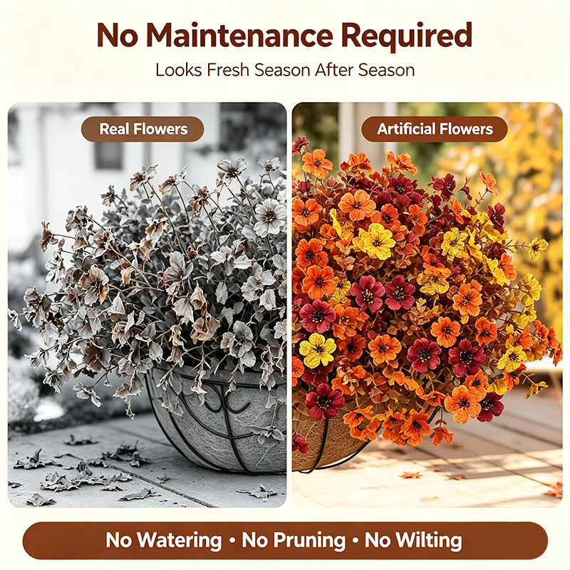 🔥 Last Day - Fall Artificial Flower Halloween 12pcs, UV Resistant Colorful Fake Flower🍂