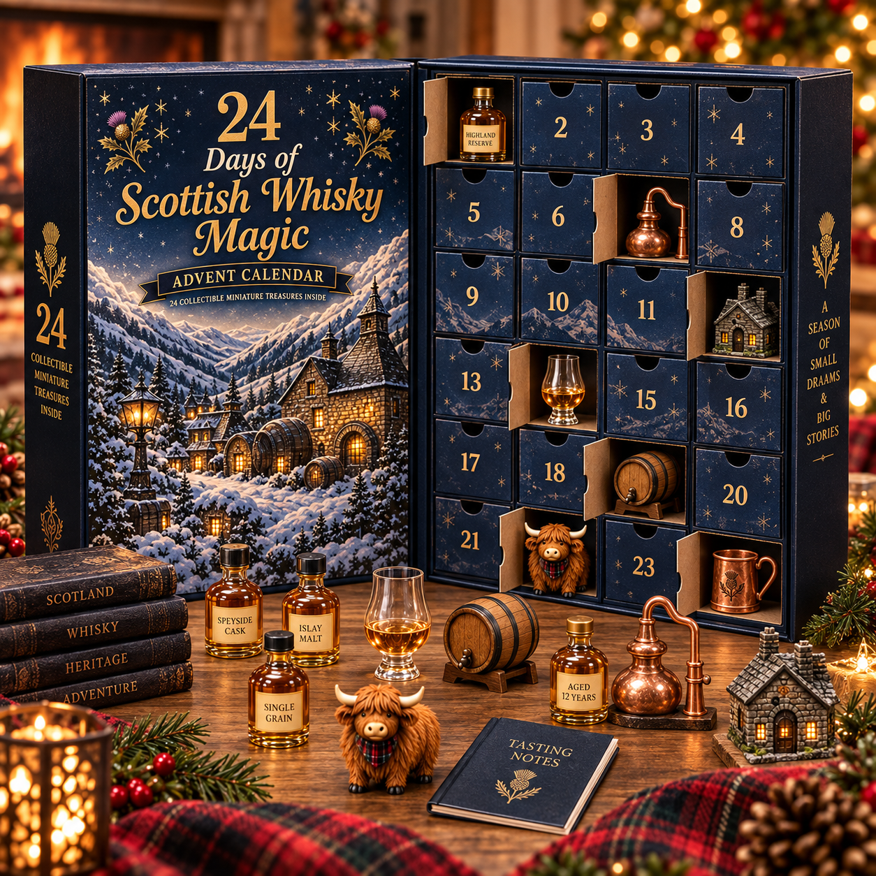 🥇2026 Days of Scottish Whisky Magic Blind Box - 24-Day Festive Countdown, Scottish Whisky-Themed Collectible Figures Blind Box - Gift For Whisky Lovers