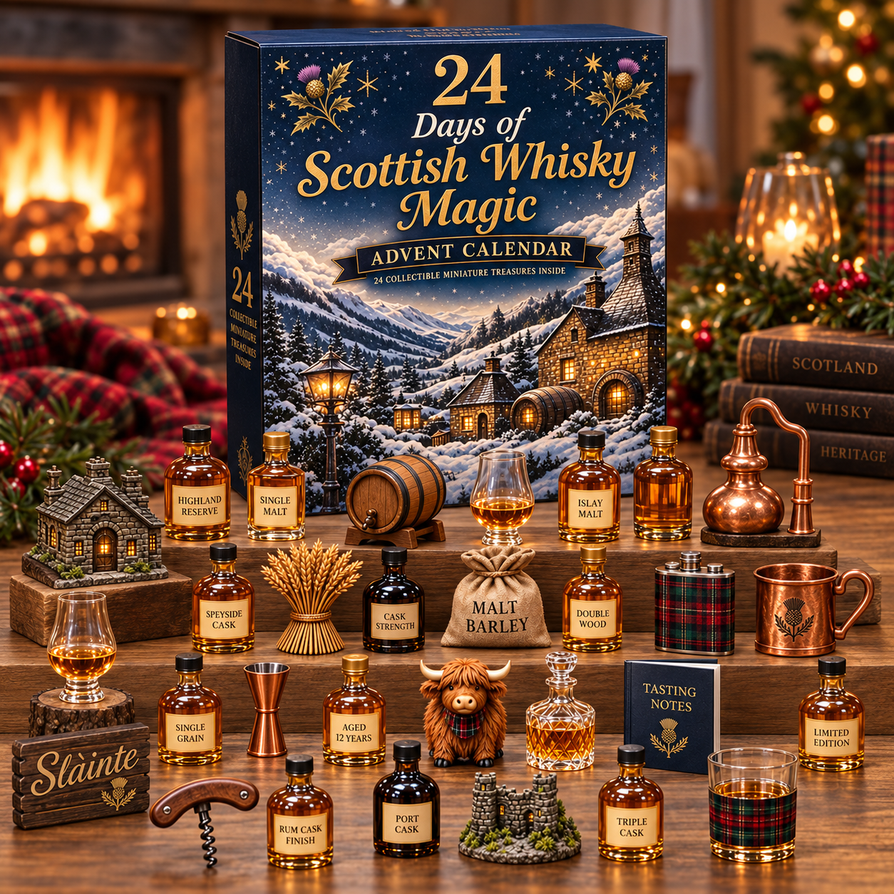 🥇2026 Days of Scottish Whisky Magic Blind Box - 24-Day Festive Countdown, Scottish Whisky-Themed Collectible Figures Blind Box - Gift For Whisky Lovers