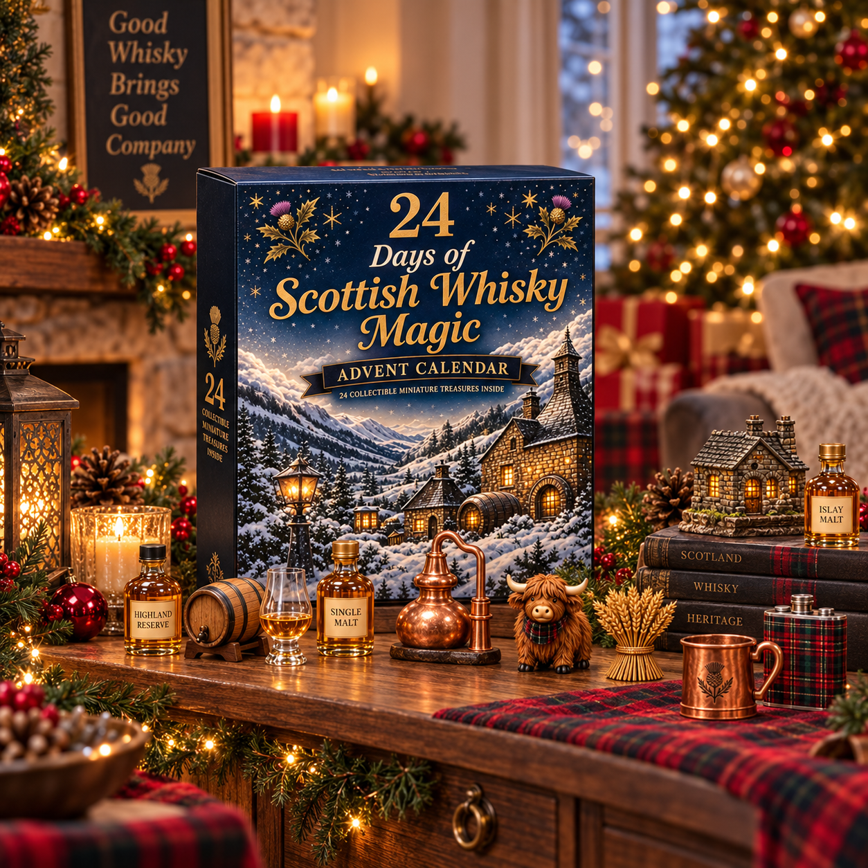 🥇2026 Days of Scottish Whisky Magic Blind Box - 24-Day Festive Countdown, Scottish Whisky-Themed Collectible Figures Blind Box - Gift For Whisky Lovers
