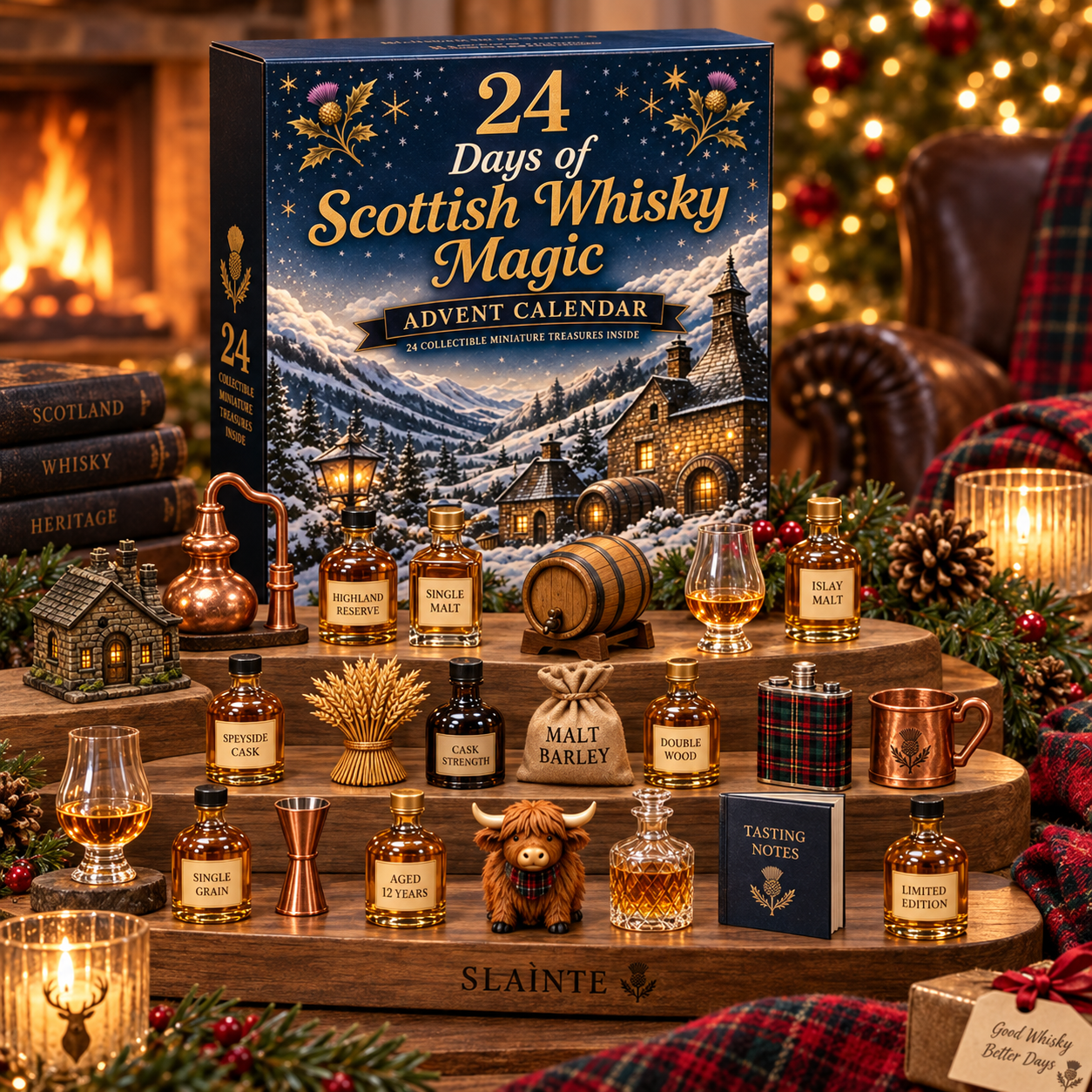 🥇2026 Days of Scottish Whisky Magic Blind Box - 24-Day Festive Countdown, Scottish Whisky-Themed Collectible Figures Blind Box - Gift For Whisky Lovers