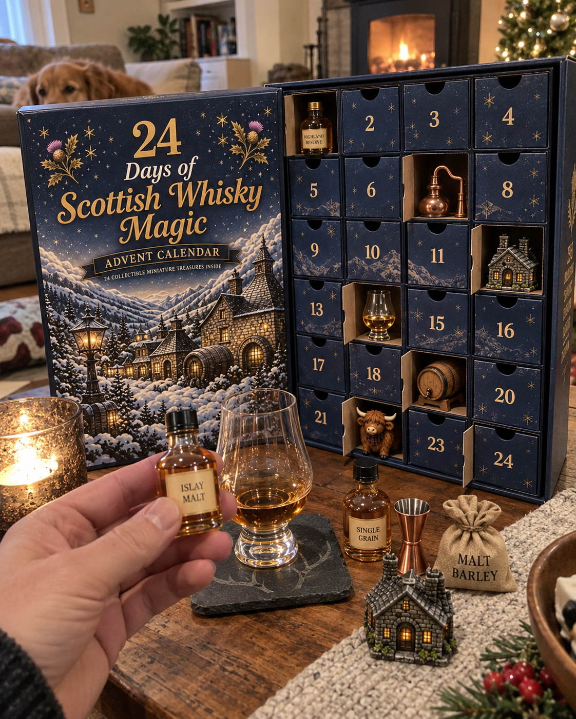 🥇2026 Days of Scottish Whisky Magic Blind Box - 24-Day Festive Countdown, Scottish Whisky-Themed Collectible Figures Blind Box - Gift For Whisky Lovers