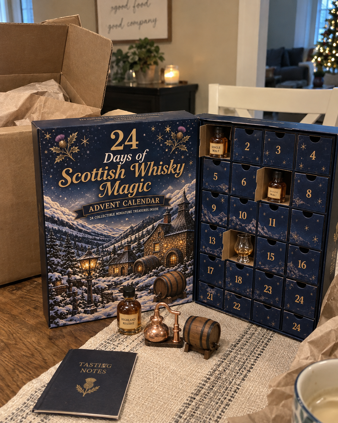 🥇2026 Days of Scottish Whisky Magic Blind Box - 24-Day Festive Countdown, Scottish Whisky-Themed Collectible Figures Blind Box - Gift For Whisky Lovers