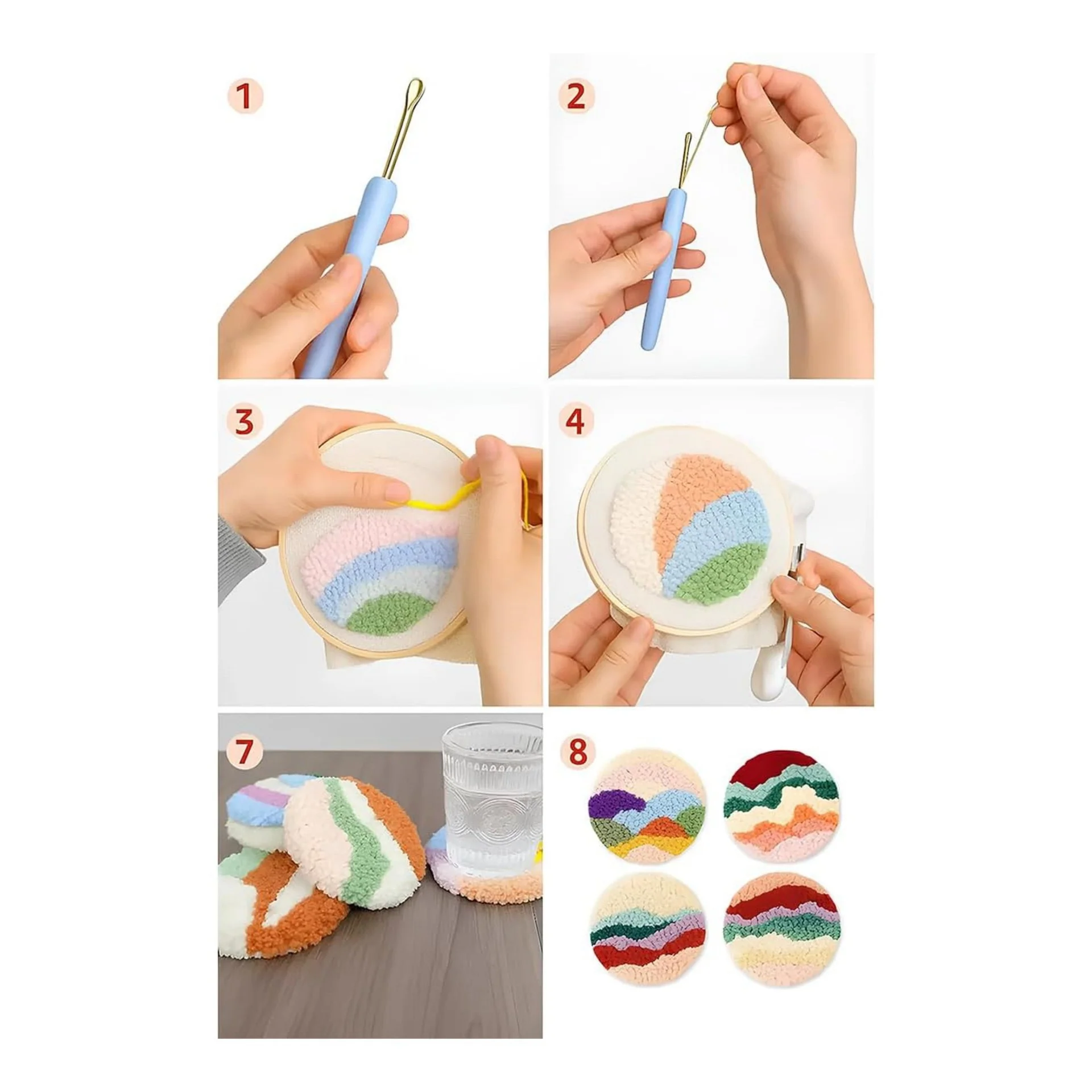 Little Bird Punch Needle Coaster Kit – DIY Set of 6